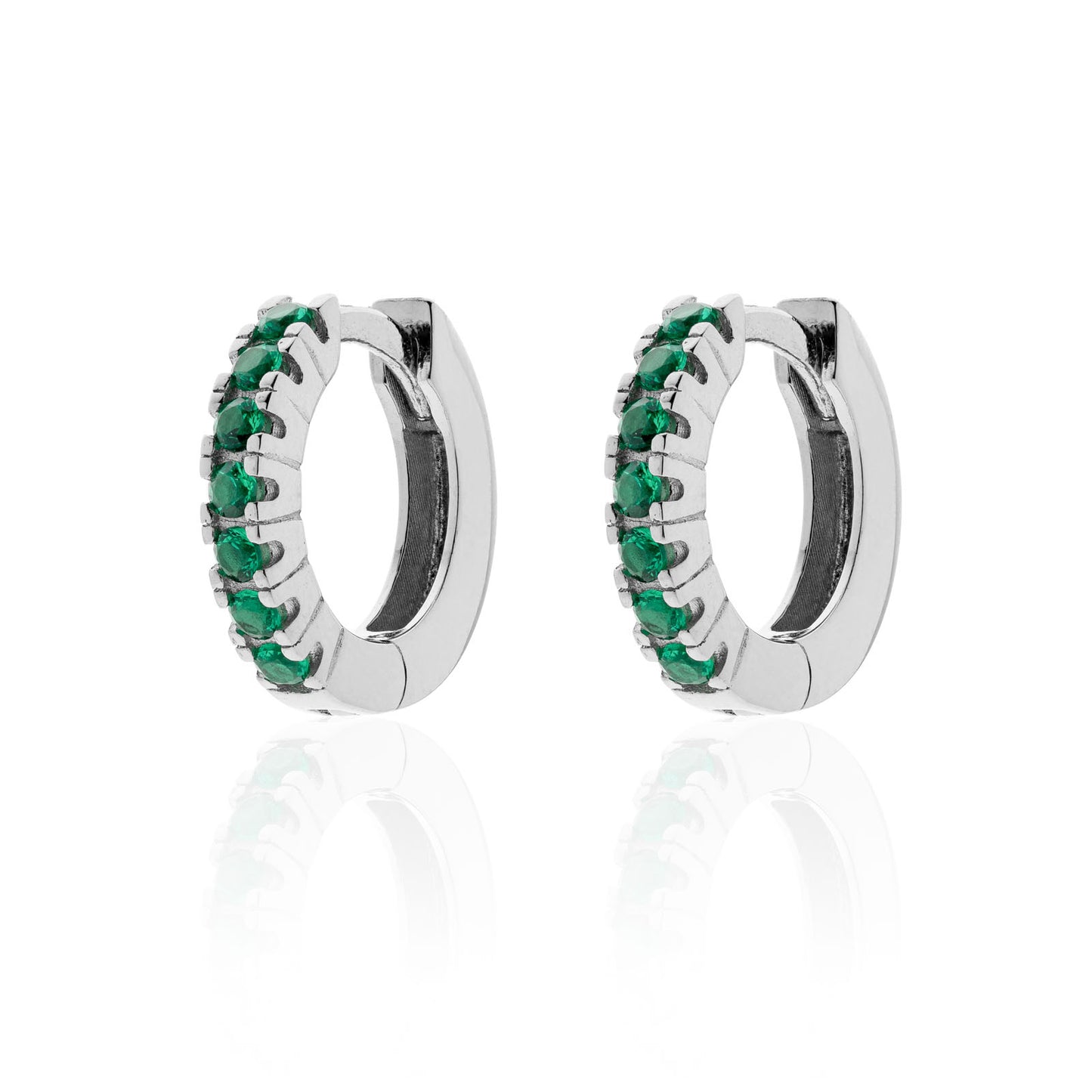 BOUCLES D'OREILLES UNOAERRE EN ARGENT AVEC ZIRCONE CUBIQUE VERTE