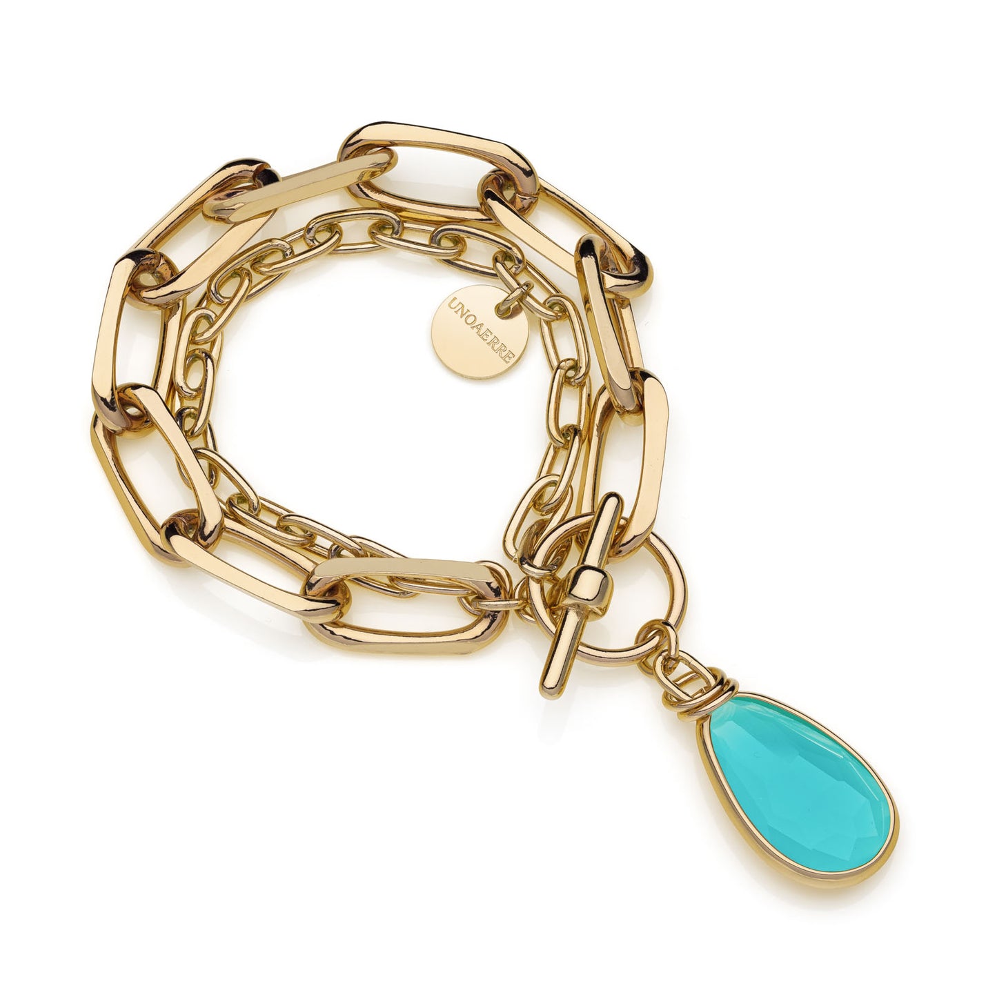 UNOAERRE CHAIN BRACELET WITH TURQUOISE CRYSTAL