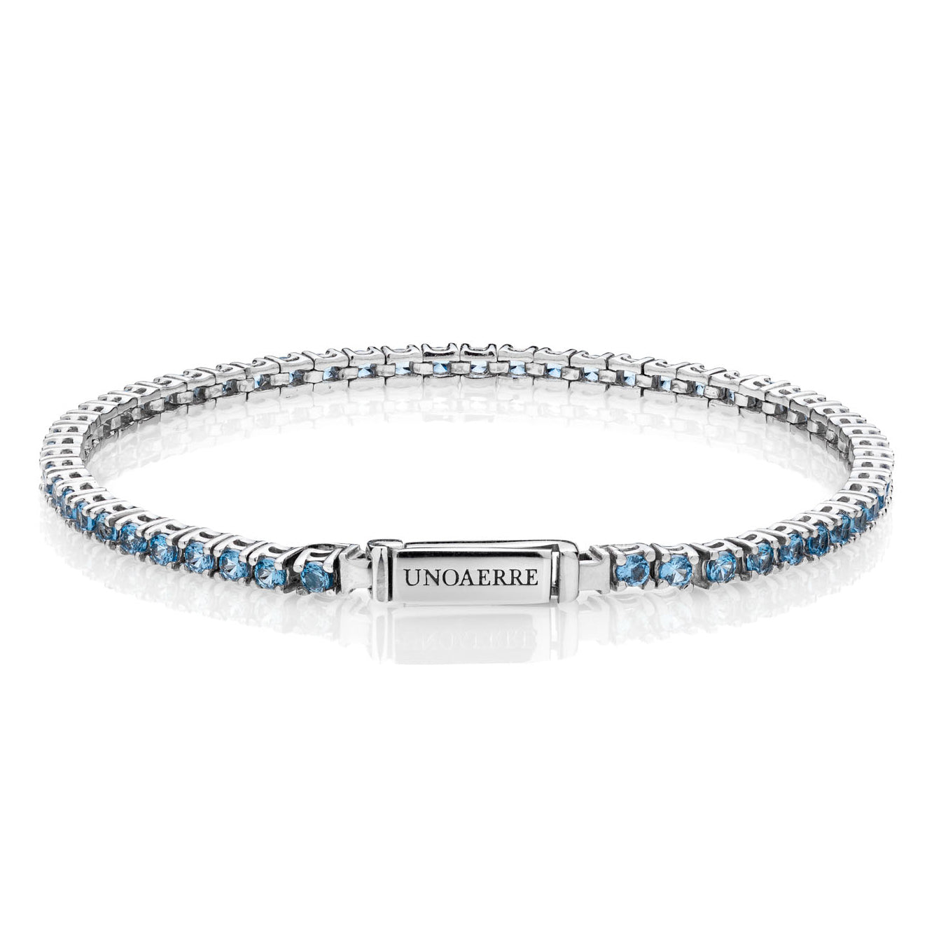 BRACCIALE TENNIS UNOAERRE IN ARGENTO AZZURRO