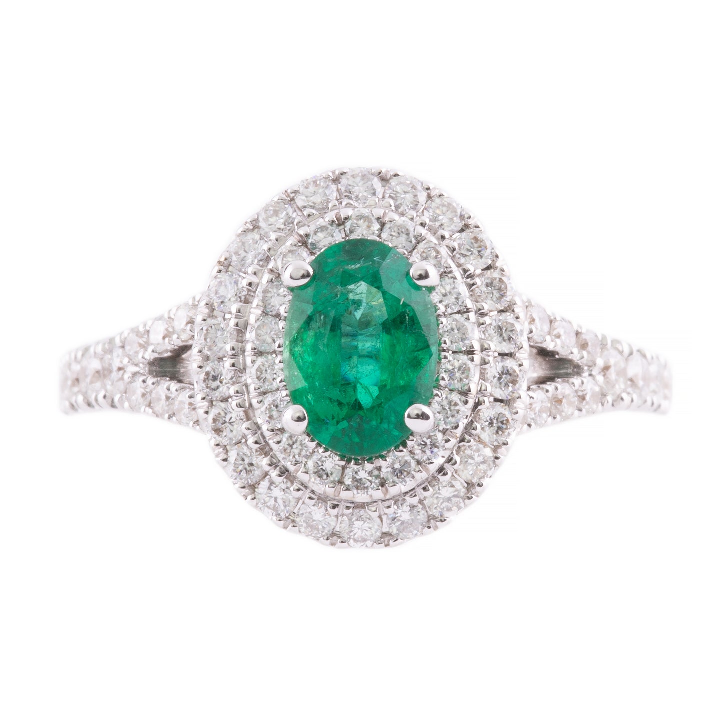 ANELLO CRIVELLI CON SMERALDO E DOPPIO GIRO DI DIAMANTI NATURALI