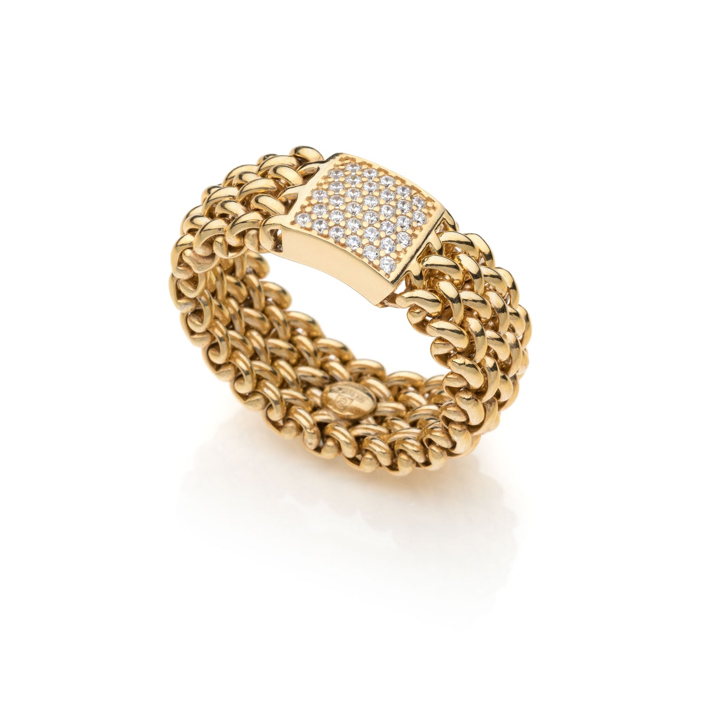 UNOAERRE RING IN GOLDEN SILVER AND CHICCO ZIRCONIA