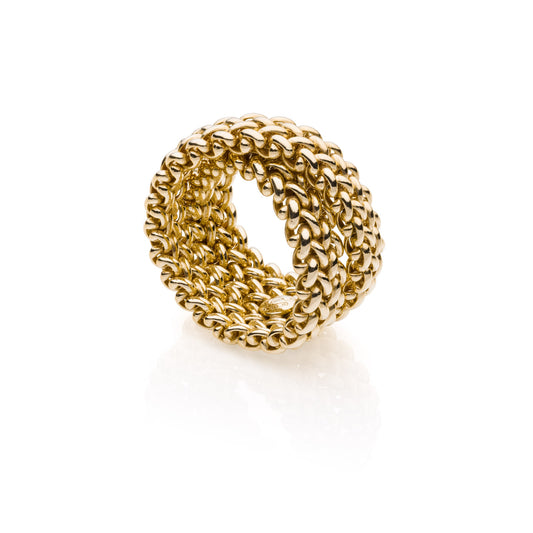 UNOAERRE RING IN GOLDEN SILVER WITH INTERWOVEN