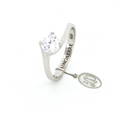 MAXI UNOAERRE SOLITARO RING IN WHITE SILVER