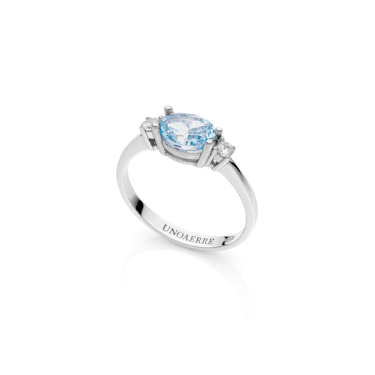 UNOAERRE RING IN SILVER WITH BLUE STONE