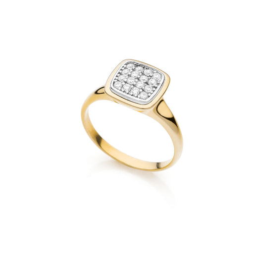 UNOAERRE RING IN GOLDEN SILVER WITH PAVÉ