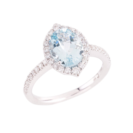 CRIVELLI AQUAMARINE RING WITH NATURAL DIAMONDS