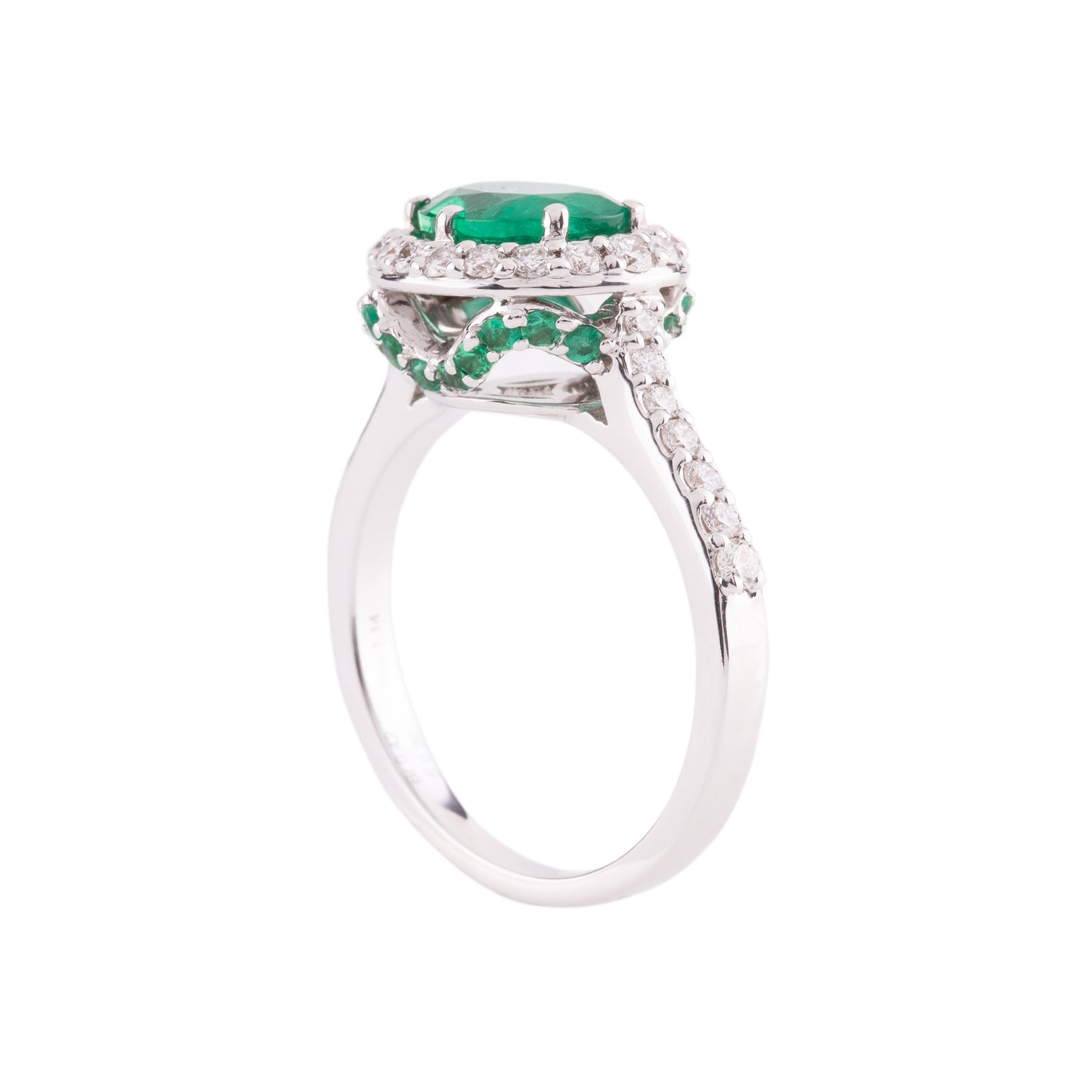 CRIVELLI RING WITH HORIZONTAL EMERALD AND NATURAL WHITE DIAMONDS