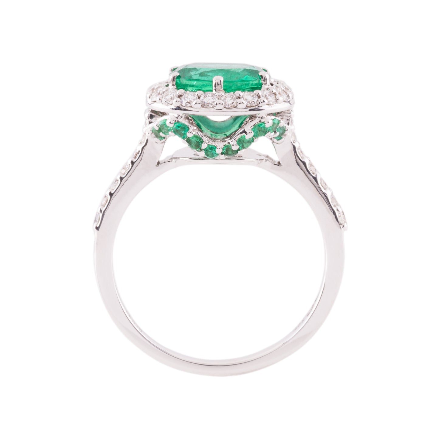 CRIVELLI RING WITH HORIZONTAL EMERALD AND NATURAL WHITE DIAMONDS