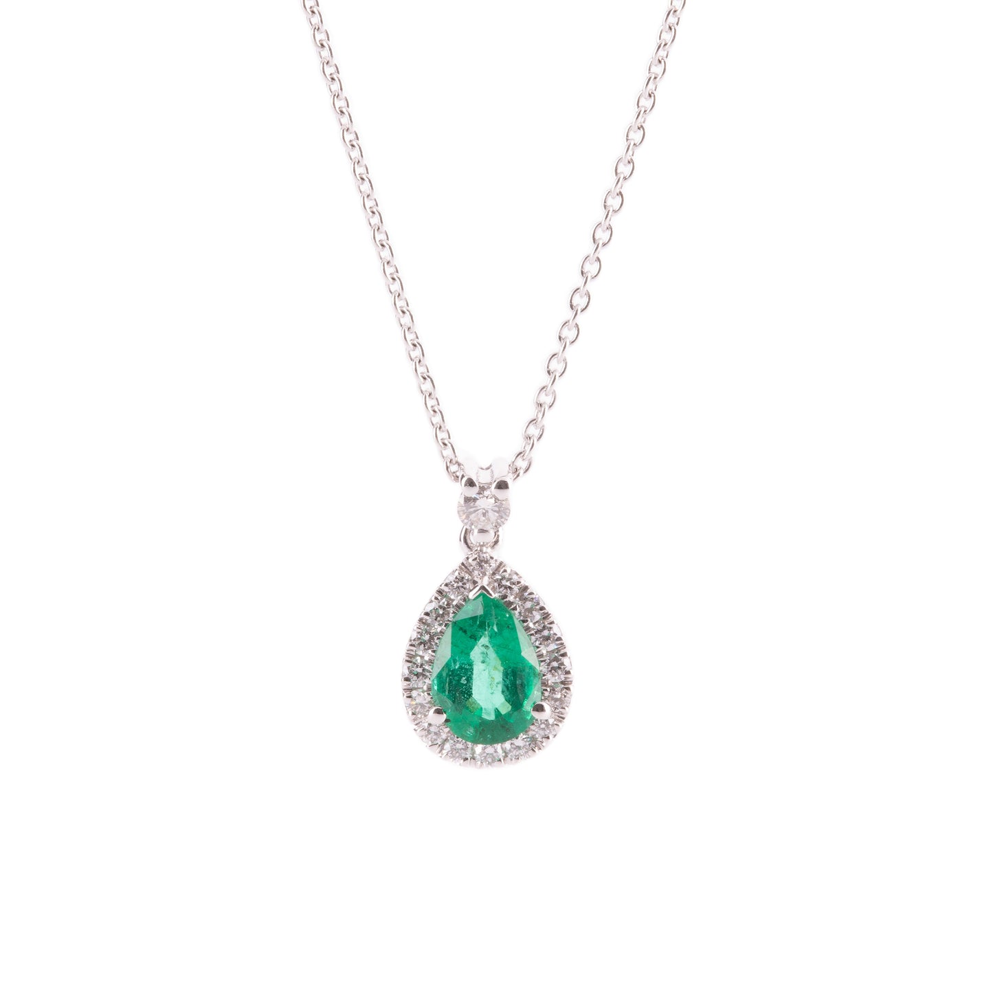 CRIVELLI NECKLACE WITH TEARDROP EMERALD AND NATURAL DIAMONDS AROUND