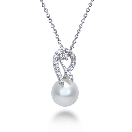 MIKIKO NECKLACE WITH PEARL AND DIAMONDS