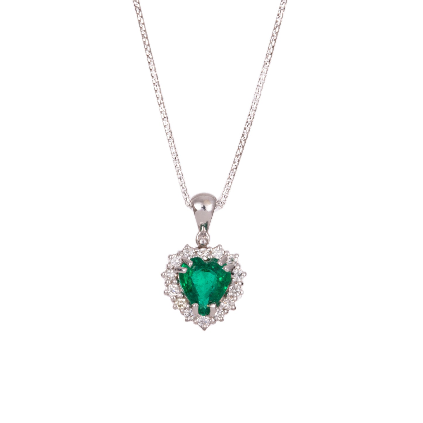 ART ORO NECKLACE IN WHITE GOLD WITH HEART EMERALD