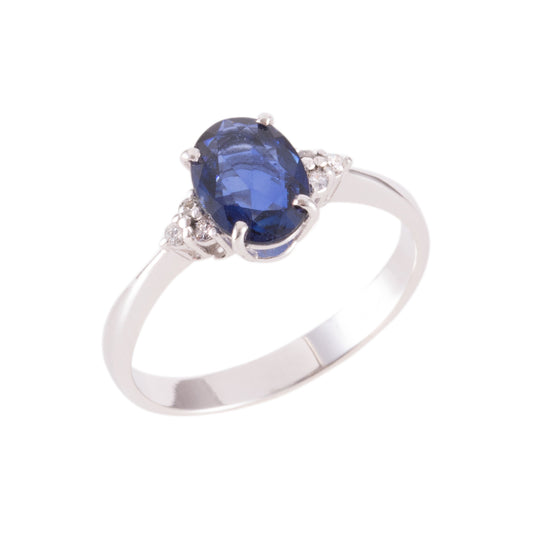 ART GOLD RING IN WHITE GOLD AND NATURAL OVAL SAPPHIRE