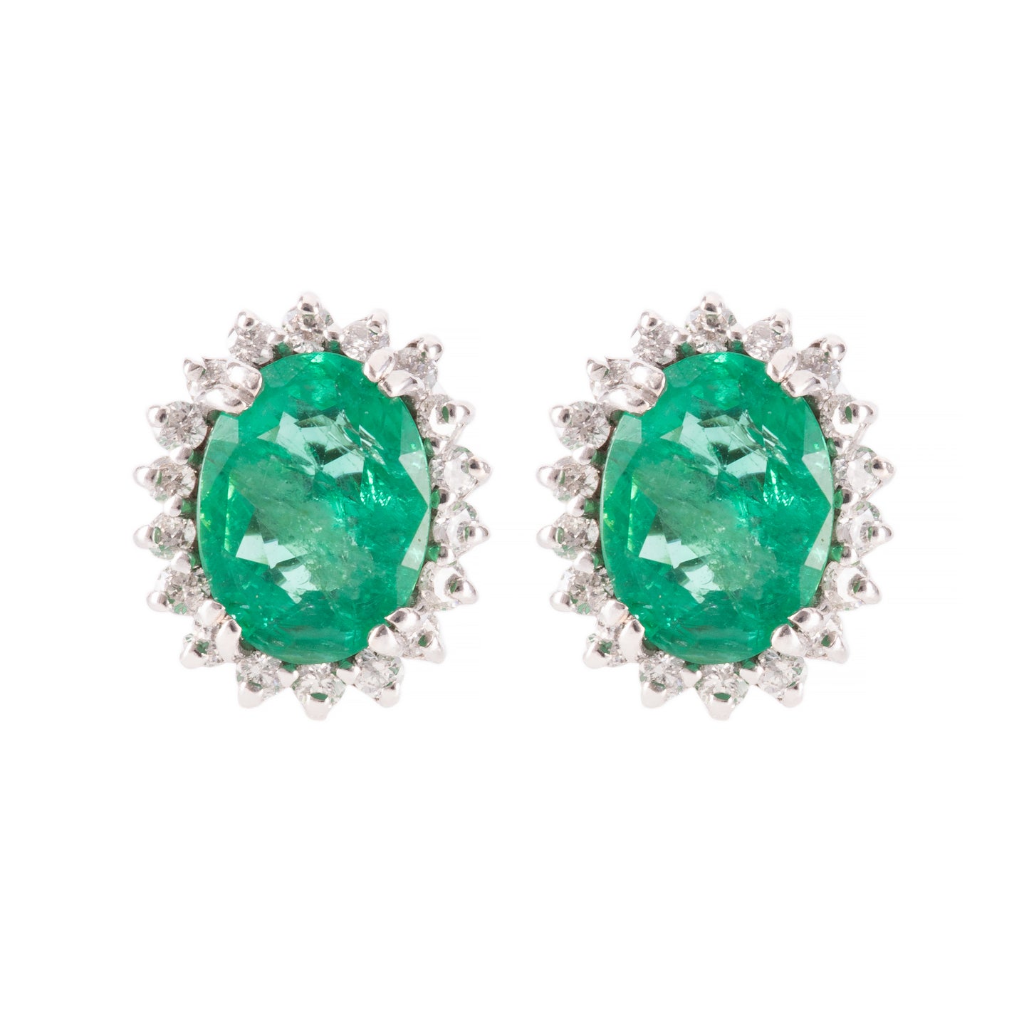 ART ORO EARRINGS IN WHITE GOLD WITH OVAL NATURAL EMERALDS