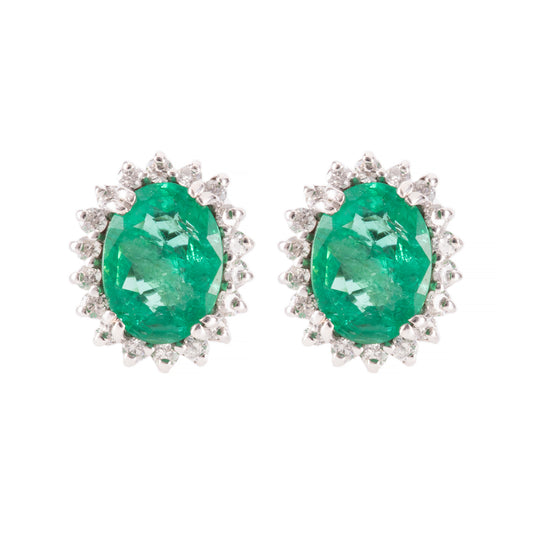 ART ORO EARRINGS IN WHITE GOLD WITH OVAL NATURAL EMERALDS