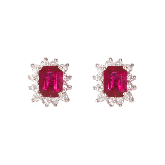 ART GOLD EARRINGS IN WHITE GOLD AND NATURAL RUBIES