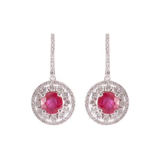 DANGLING EARRINGS SET WITH NATURAL RUBIES AND DIAMONDS