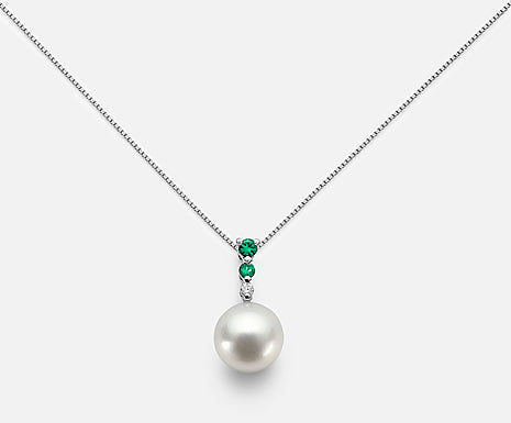 MIKIKO NECKLACE WITH PEARL AND EMERALD