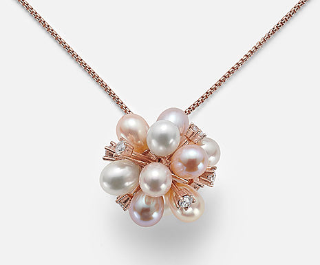 NIHAMA NECKLACE IN SILVER WITH PEARLS AND ZIRCONIA