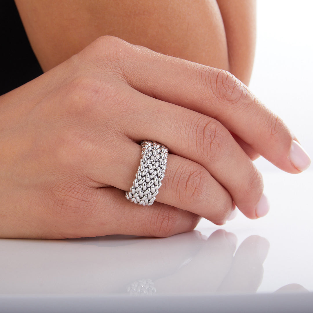 UNOAERRE RING IN CHICCO WHITE SILVER