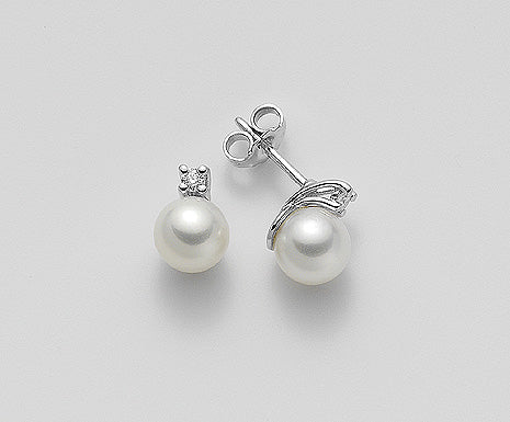 MIKIKO PEARL AND DIAMOND EARRINGS